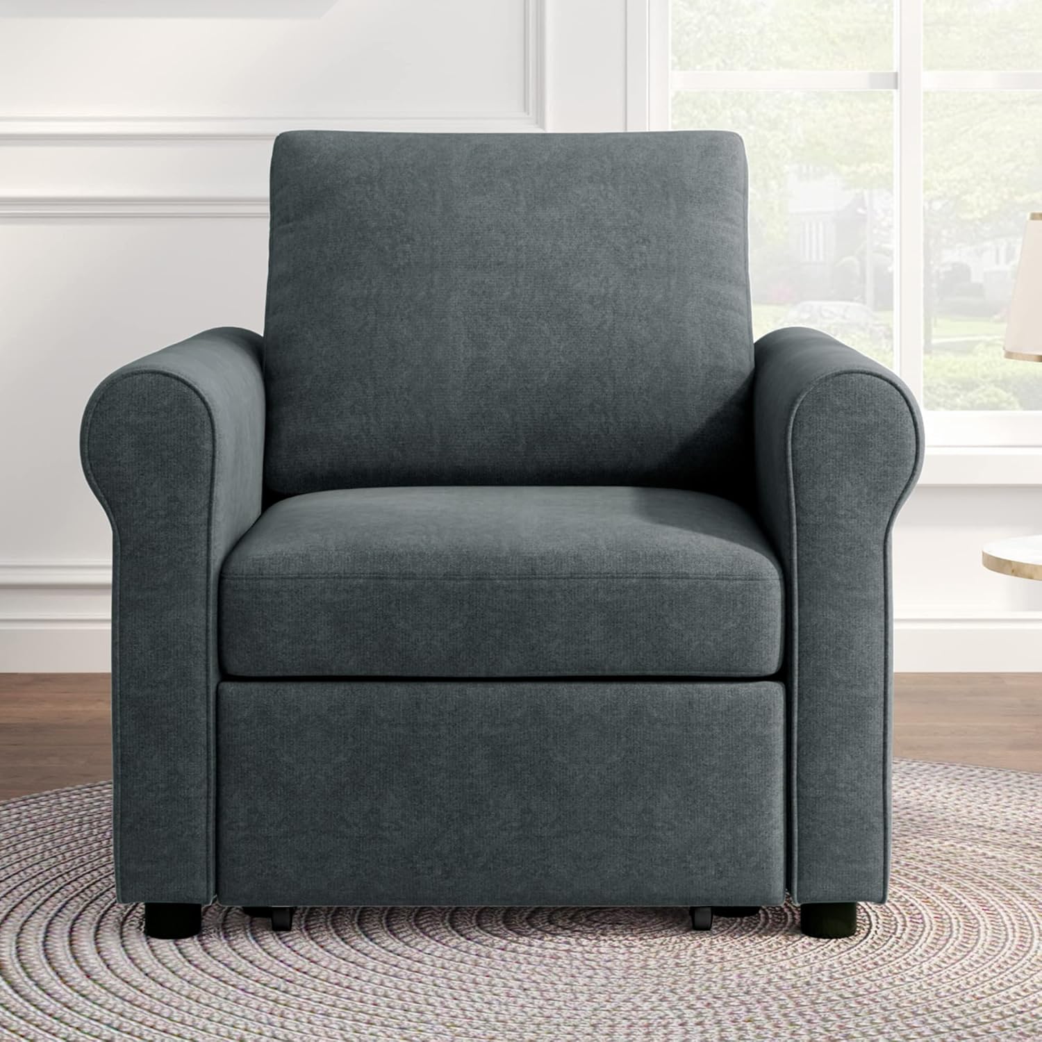 3-in-1 Sofa Bed Chair, Convertible Sleeper Chair Bed,Adjust Backrest Into a Sofa,Lounger Chair,Single Bed,Modern Chair Bed Sleeper for Adults,deep Blue(Old sku:WF301161AAD)