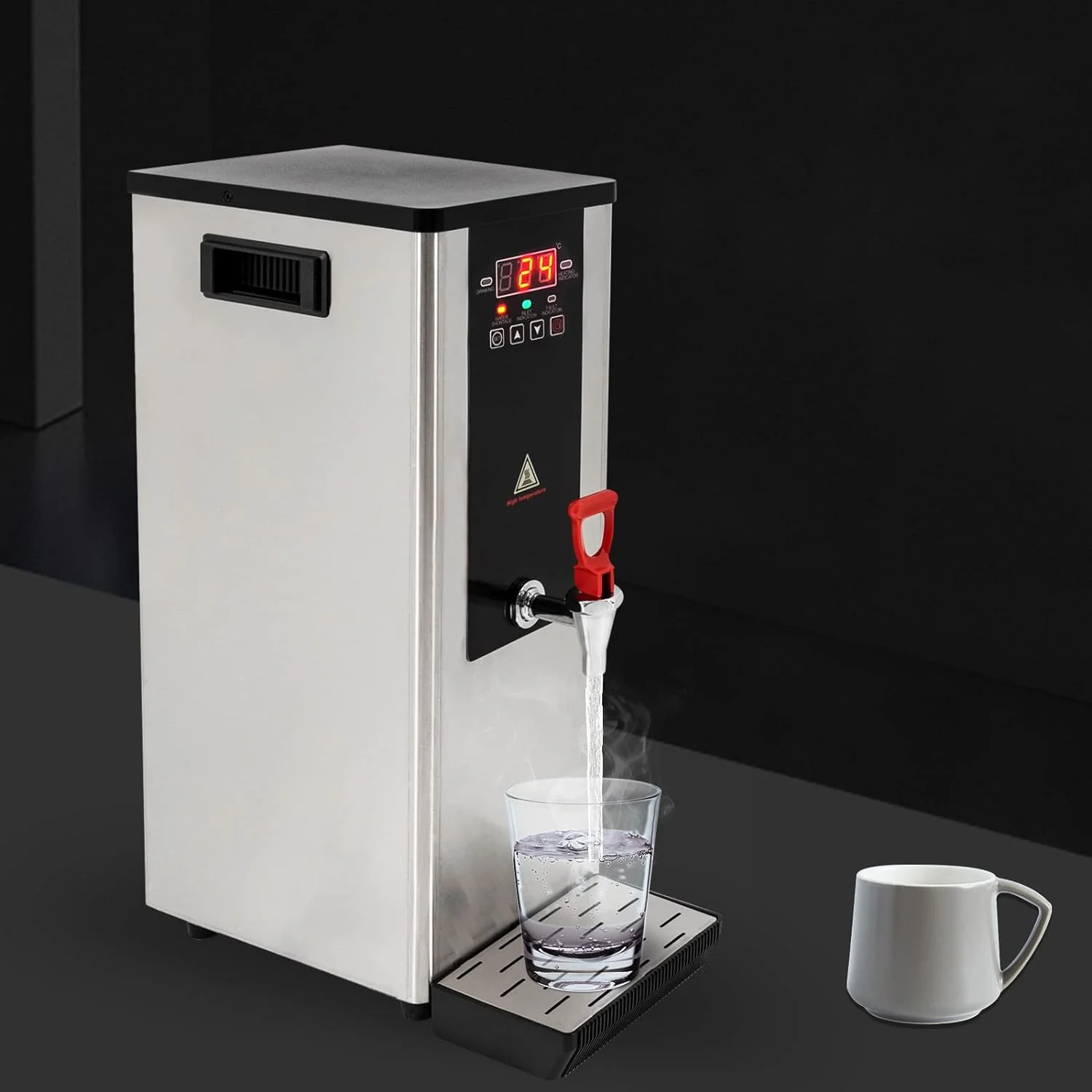 Commercial Hot Water Dispenser, 2.4KW Electric Water Boiler Dispenser 10L Full-Automatic Boiling Water Machine with LCD Display for Tea Coffee Shop - EWD-10A2