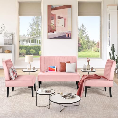 STHOUYN 3 Piece Living Room Furniture Sets, 3 Seat Couch and Loveseat with 2 USB, Single Sofa Accent Chair, Modern Small Couches for Small Spaces, Bedroom, Apartment (Dark Grey)