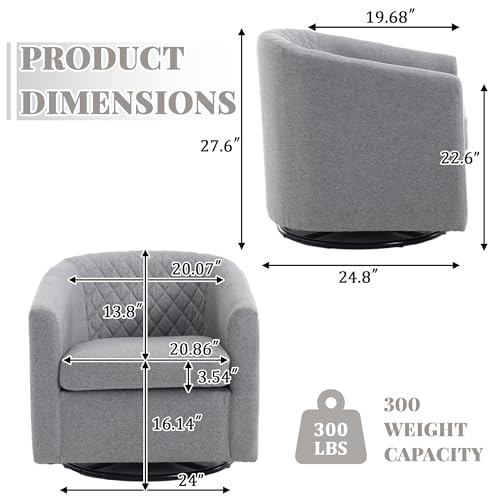 360° Swivel Barrel Accent Chair Set of 2, Comfy Upholstered Nursery Rocking Chair, Waterproof Oil Waxed PU Leather Swivel Glide Armchair for Living Room Bedroom Home Office (Brown)