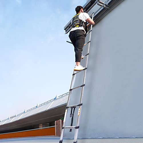 Telescoping Ladder 20FT Compact Extension Ladder with 2 Detachable Roof Hooks Aluminum Lightweight Collapsible Ladder for Home, RV, 330lbs Max Capacity