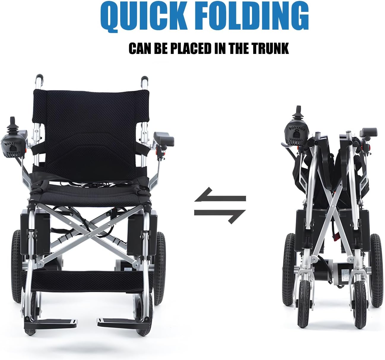 Electric Wheelchair for Adults, Portable Power Wheelchair Lightweight Foldable All Terrain Motorized Wheelchair for Seniors 12 Miles Travel Range