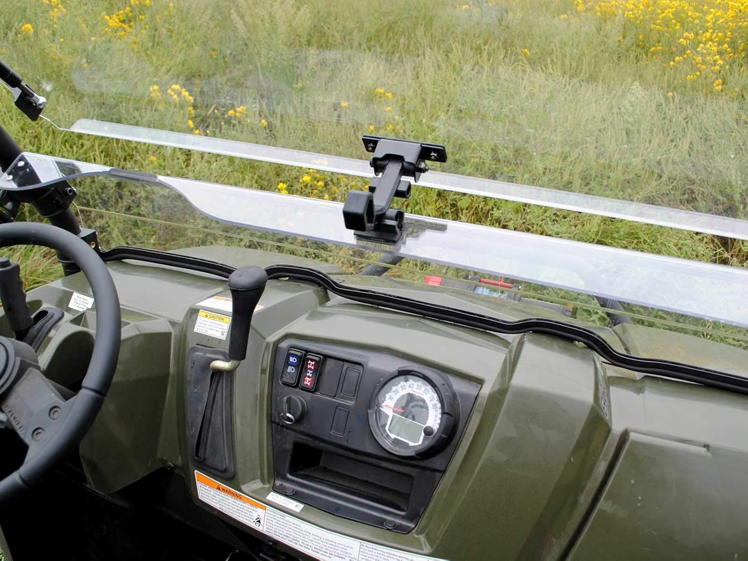 SuperATV Scratch Resistant Flip Windshield for 2016+ Polaris Ranger 570 Full-Size / Crew | 1/4" Thick Polycarbonate that is 250x Stronger than Glass and 25x Stronger than Acrylic | USA Made!