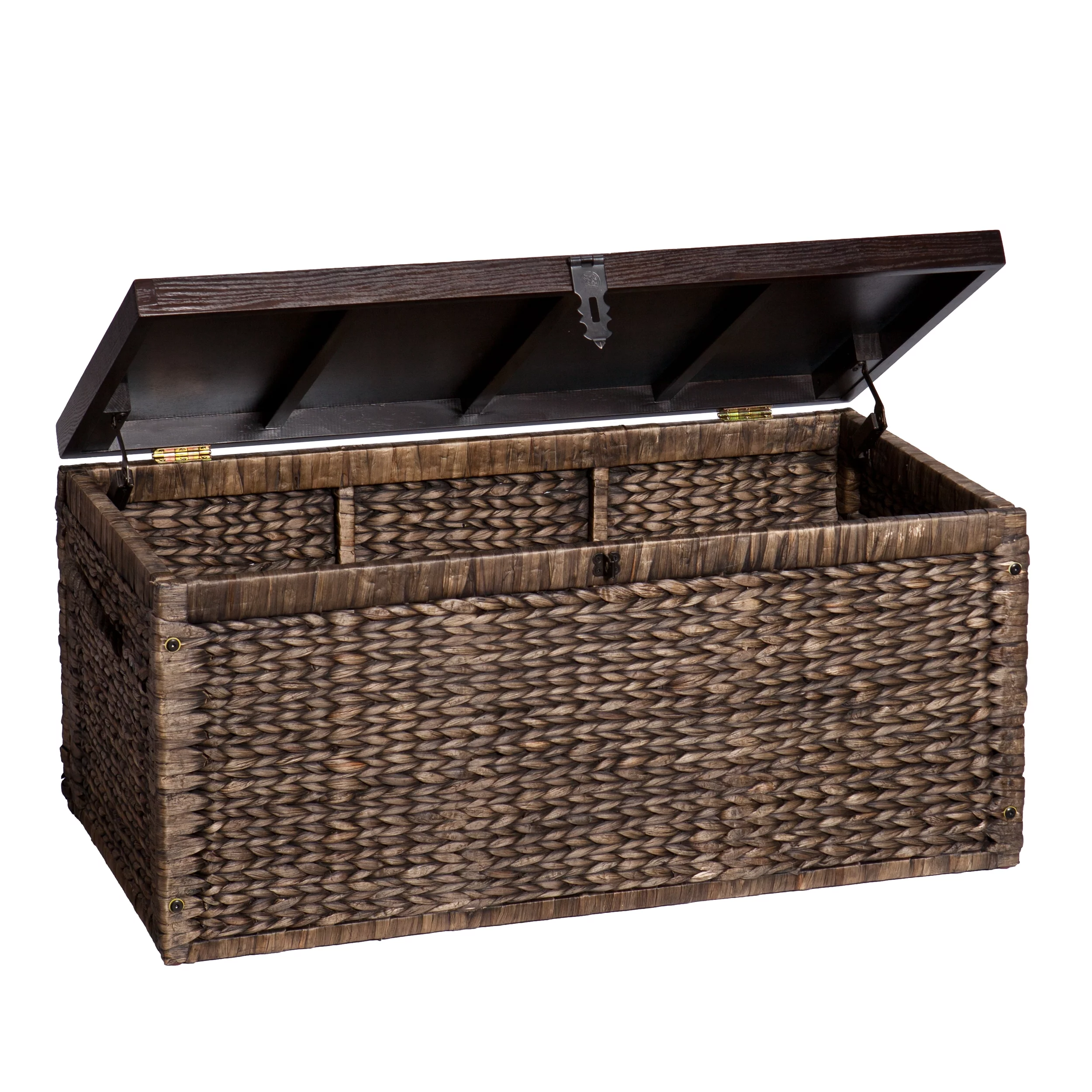 Samford Water Hyacinth Storage Trunk, Blackwashed with Espresso