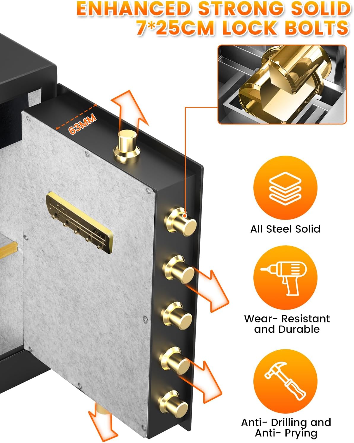 5.0 Cuft Extra Large Fireproof Safe Box For Home, Heavy Duty Digital Home Safes Fireproof Waterproof with Key Combination Lock, Sensor Light, Security Document Fire Safe for Business Money Medicine