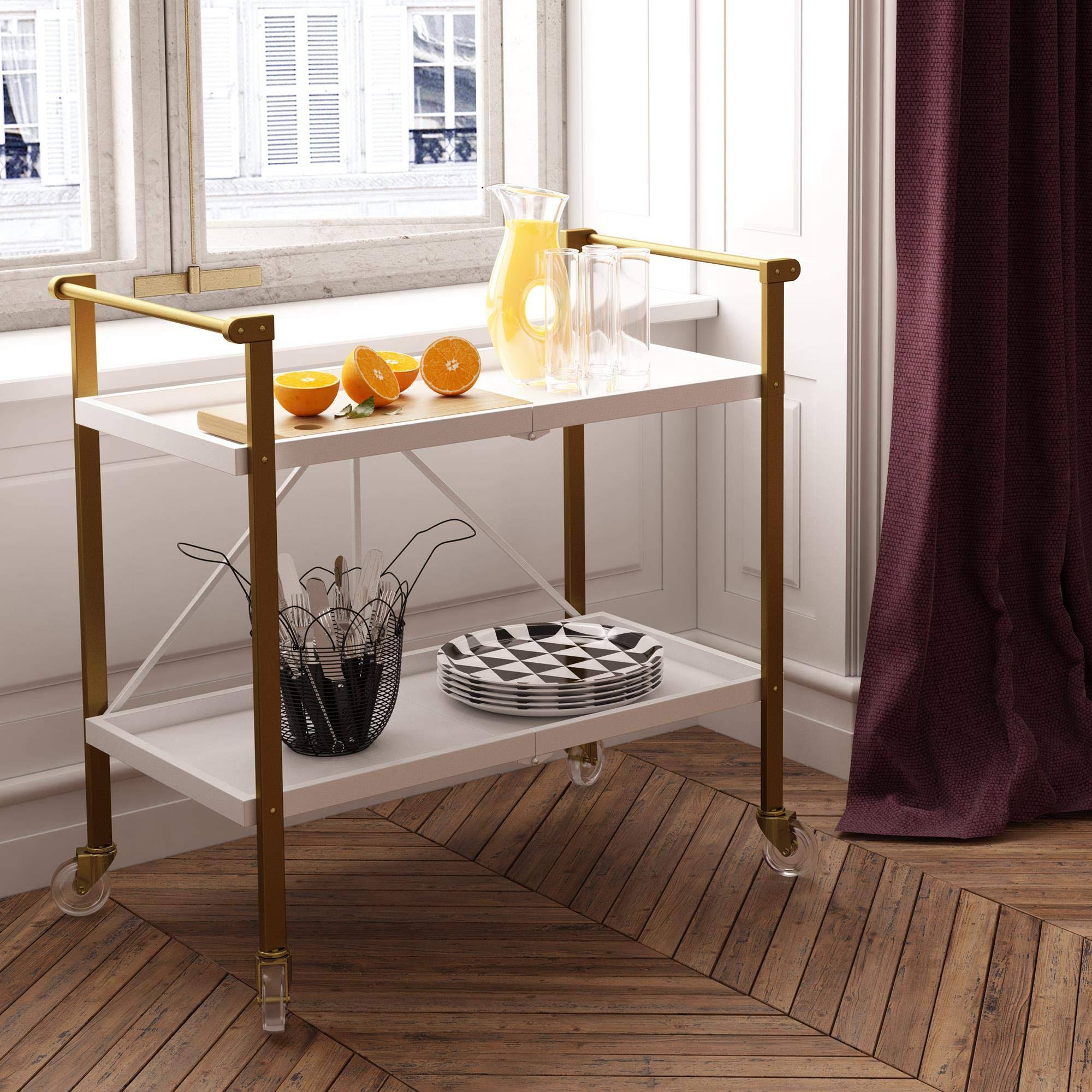 CosmoLiving by Cosmopolitan Trevia Folding Cart (Gold/White)