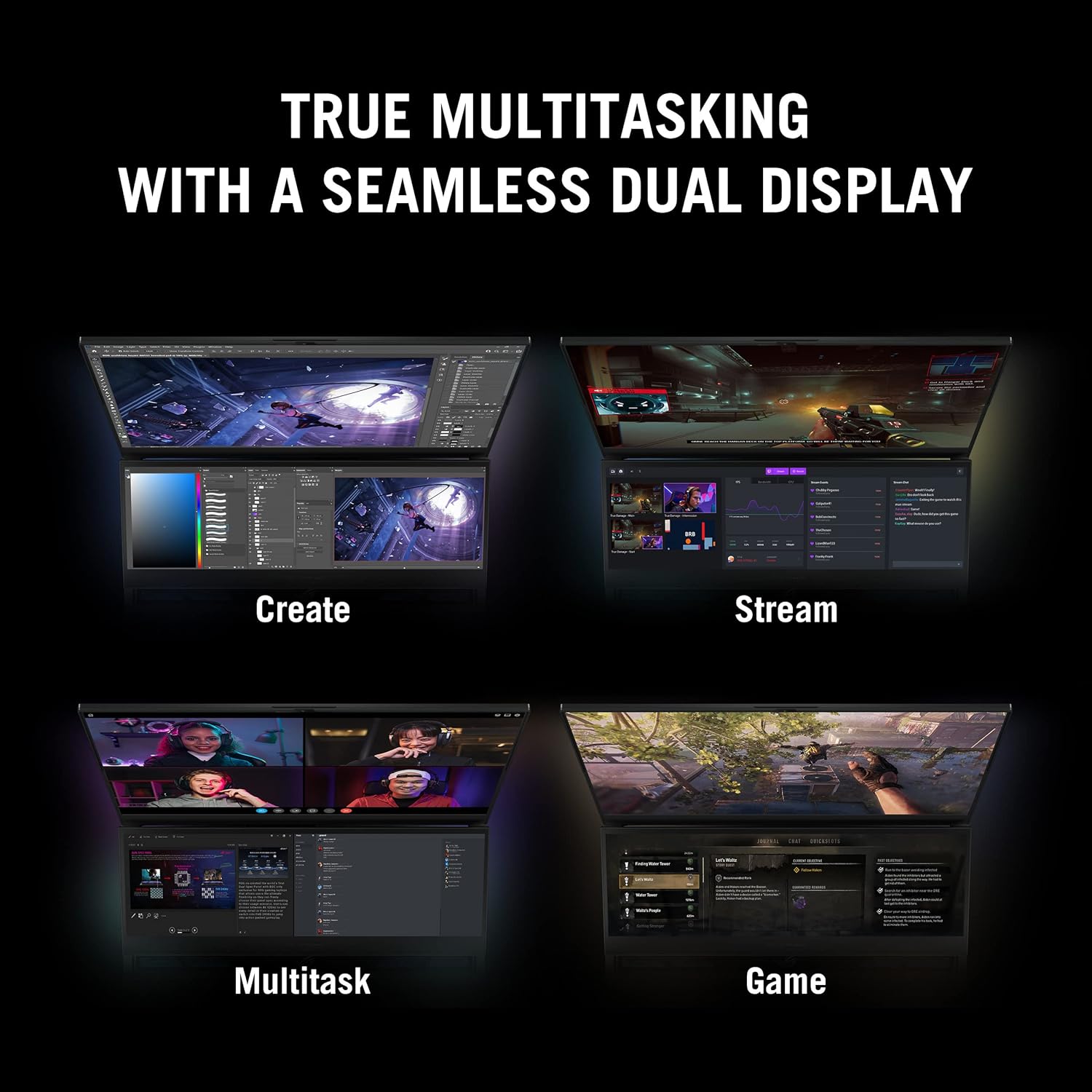 ASUS ROG Zephyrus Duo 16 (2022) Gaming Laptop, 16” 165Hz ROG Nebula HDR QHD 16:10 Display, NVIDIA GeForce RTX 3070 Ti, AMD Ryzen 9 6900HX, 32GB DDR5, 1TB SSD, Windows 11, GX650RW-XS96,Black (Renewed)