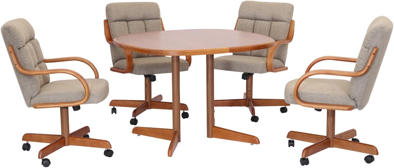 Caster Chair Company 5-Piece 42x42 Caster Dining Set Laminate Table Top & Toast Caster Chairs