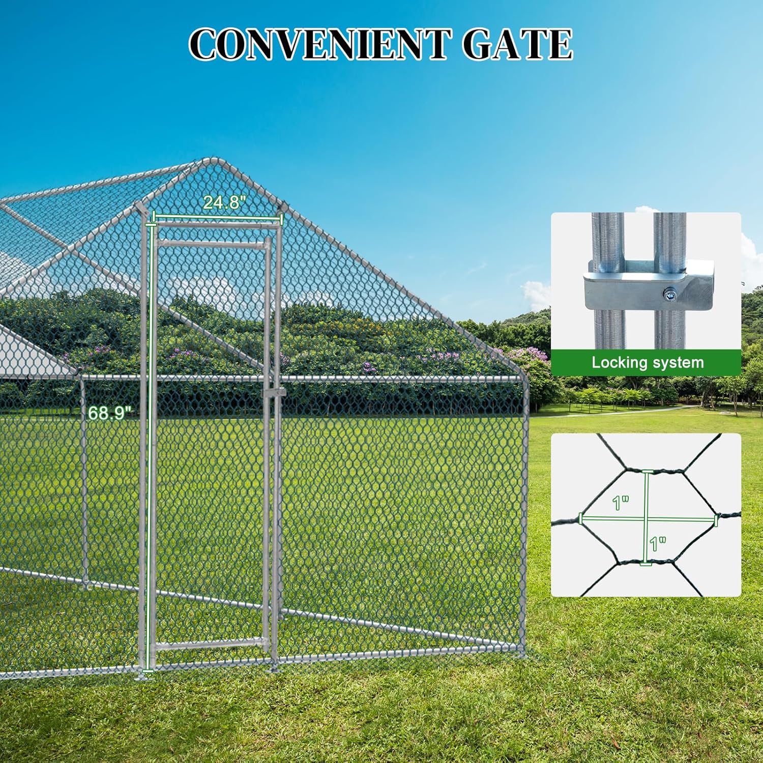 20 x 10 ft Large Metal Chicken Coop, Walk-in Poultry Cage Chicken Hen Run House with Waterproof Cover, Rabbits Cats Dogs Farm Pen for Outdoor Backyard Farm Garden