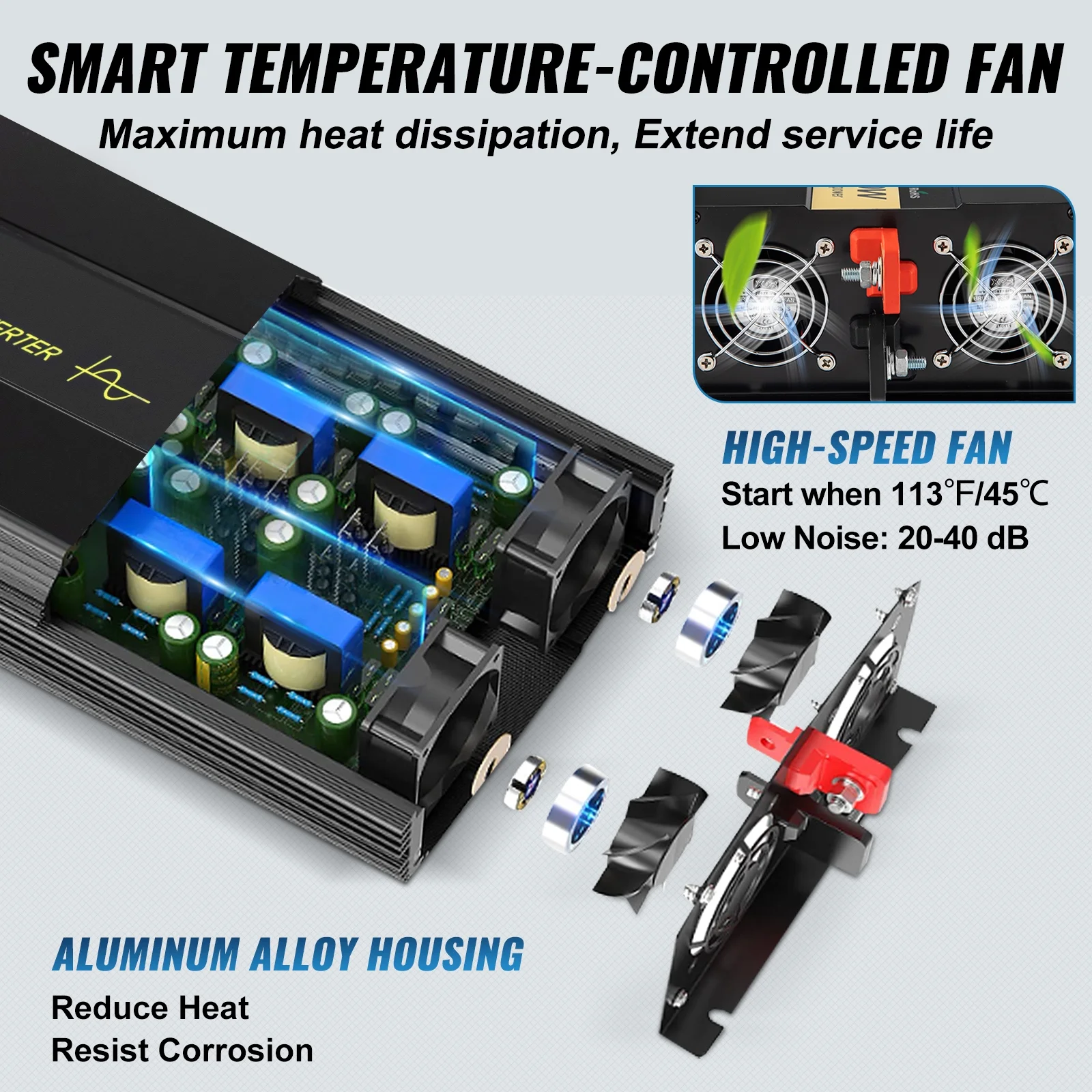 VEVOR 2500 W 5000W Pure Sine Wave Inverter, DC 12V to AC 120V Car Inverter with USB Port, LCD Display, and Remote Controller Power Converter