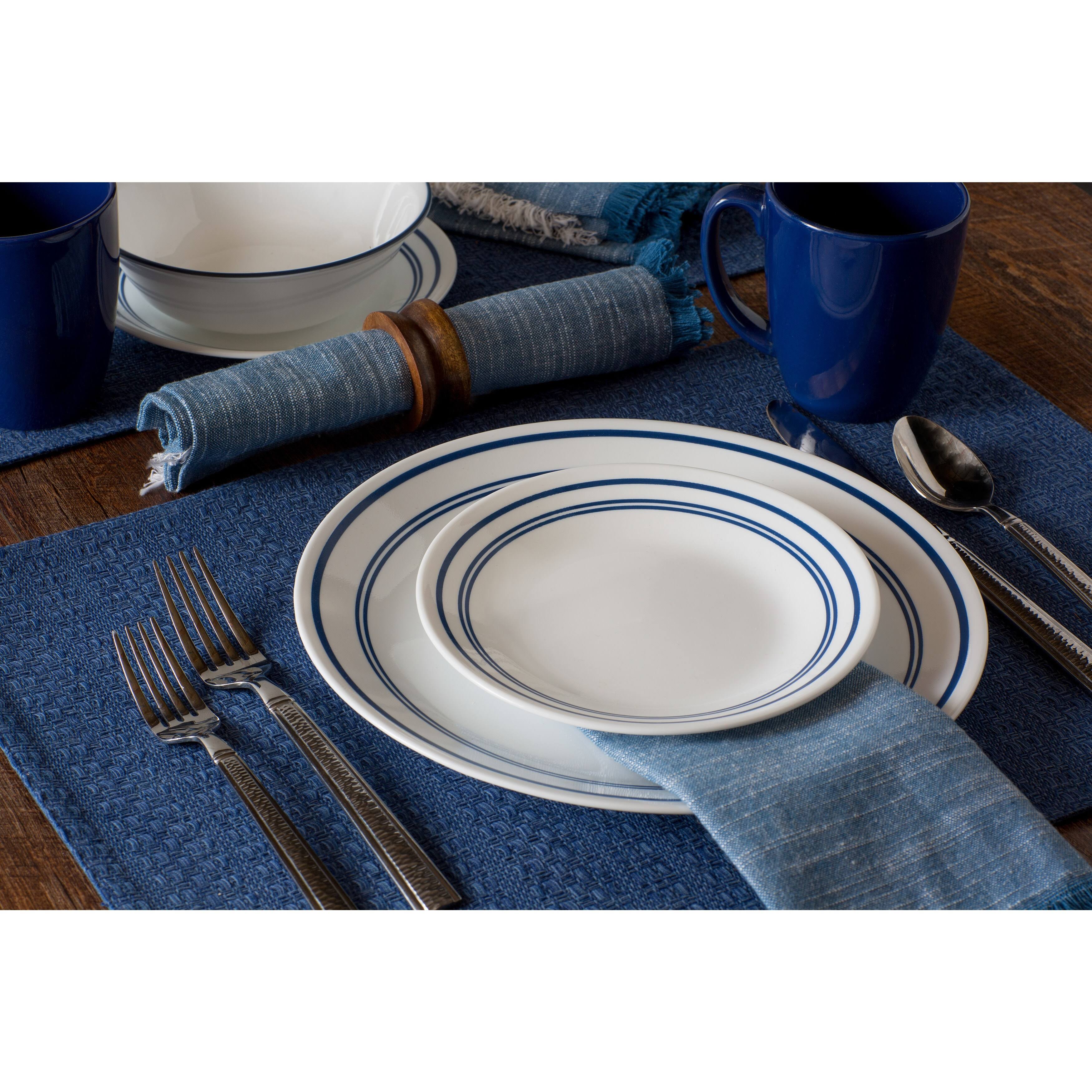 Corelle Livingware Classic 16-Piece Dinnerware Set, Cafe Blue - 4 count