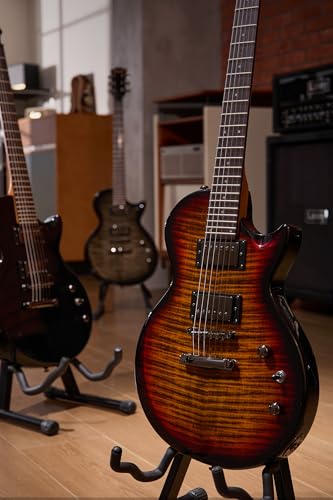 AKLOT Muti-Tone Electric Guitar with Coil-Split: Roasted Maple Neck, Flame Maple Graphic Top, Dual Humbuckers Pickups, Beginner Guitar Kit with Gig Bag, Lesson Book, Strap, Picks, Violet Venom