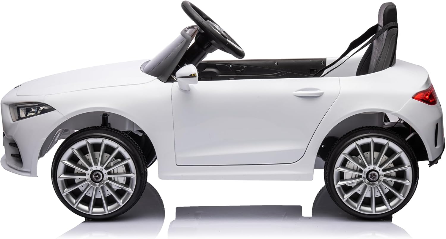 12v Battery Kids Ride on Electric Vehicles Cars Power Wheel Toy Mini Car for Age 1-6 Toddler Baby to Drive with Steering Remote Control Mercedes Benz Kid Car for Boys Girls - White