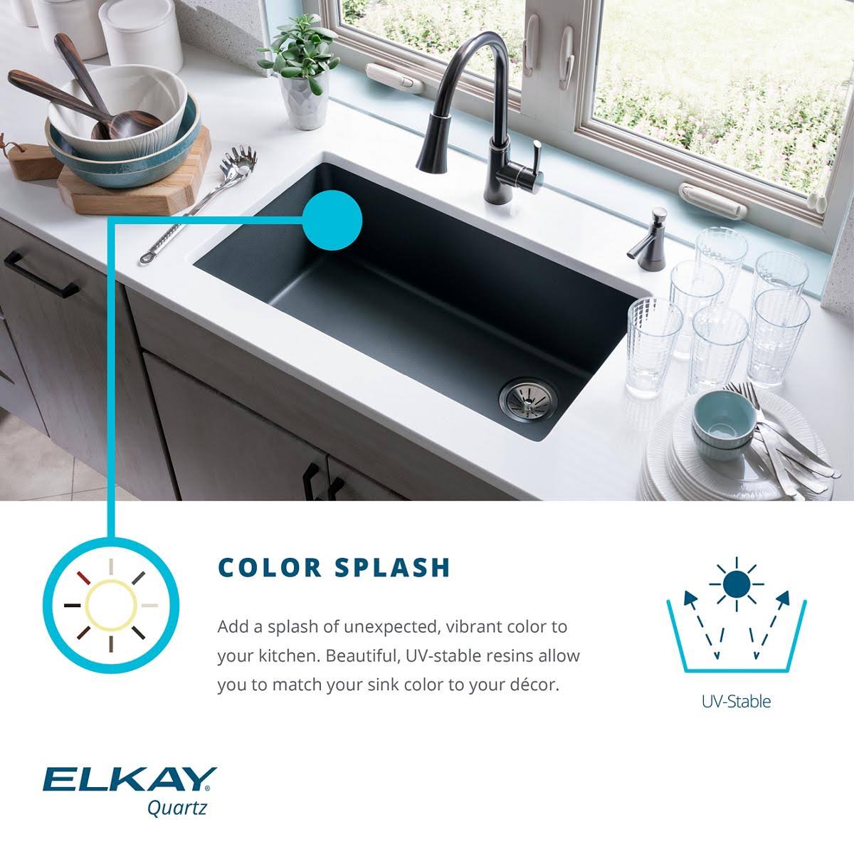 Elkay ELGUS3322RGY0 Quartz Classic Single Bowl Undermount Sink, Dusk Gray