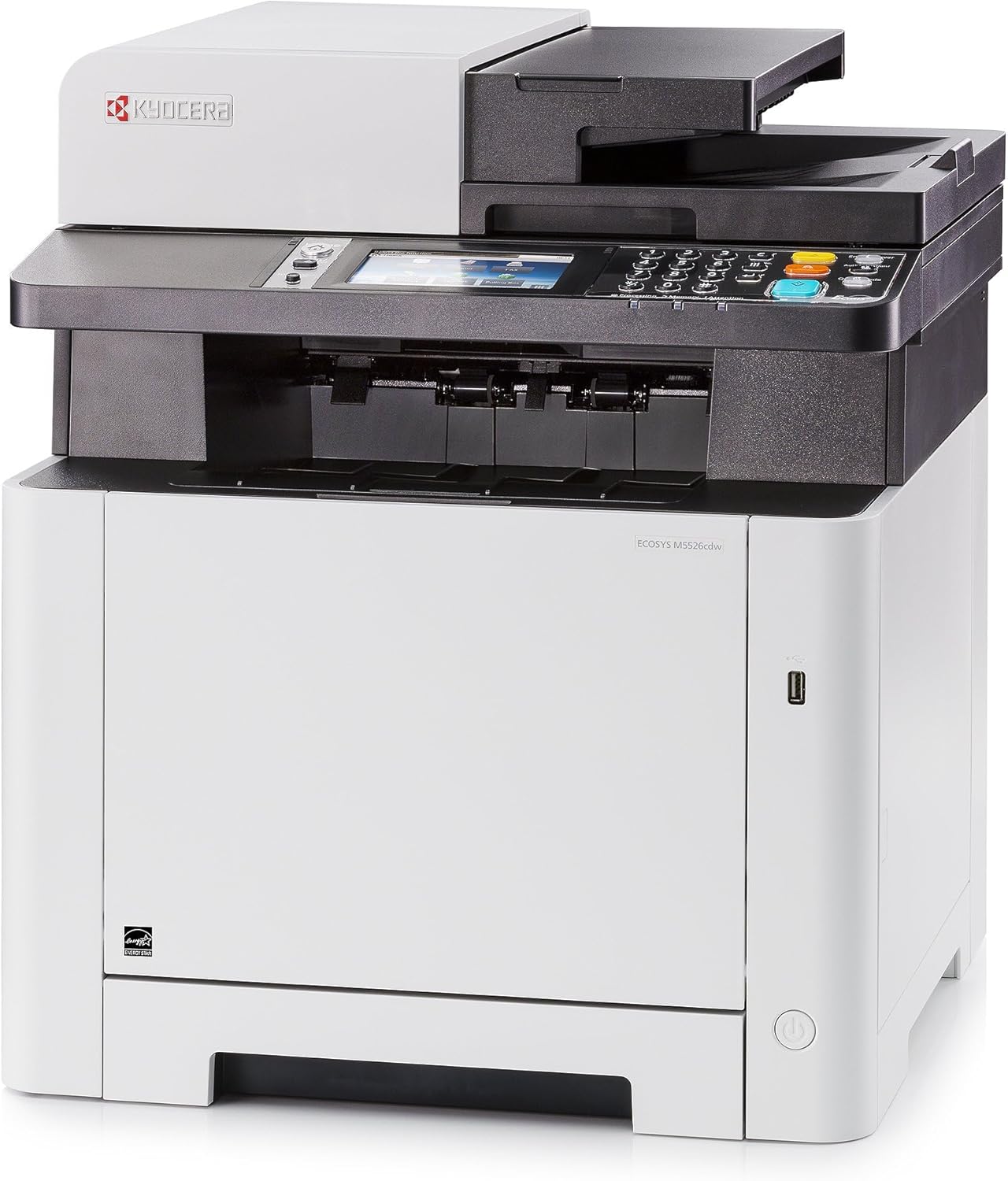 KYOCERA ECOSYS M5526cdw All-in-One Color Laser Printer (Print/Copy/Scan/Fax), 27 ppm, Up to Fine 1200 dpi, Gigabit Ethernet, Wireless & Wi-Fi Direct, Standard Duplex, 4.3in Touchscreen Panel, 512 MB