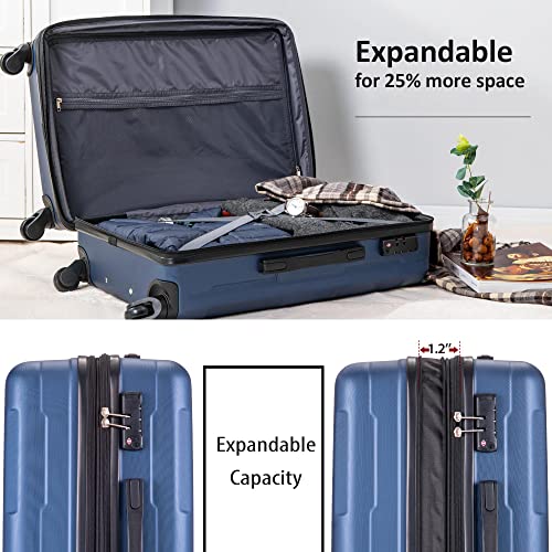 Merax Expandable Spinner Wheel 2 Piece Luggage Set, ABS Lightweight Suitcase with TSA Lock, Hard Shell Luggage with Double Spinner Wheels, 20in+28in, Green