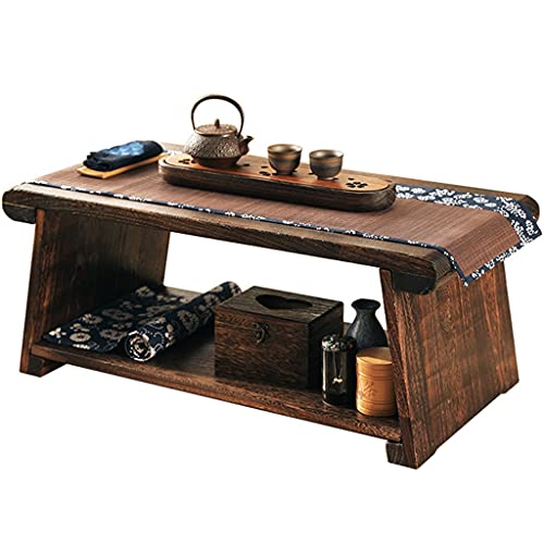 Foldable Coffee Table 2-Story Japanese Tatami Table Coffee Table with Storage Shelf Retro Meditation Low Table (Size : 50x30x20cm)