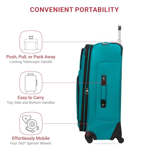 SwissGear Sion Softside Expandable Luggage, Black, Checked-Large 29-Inch