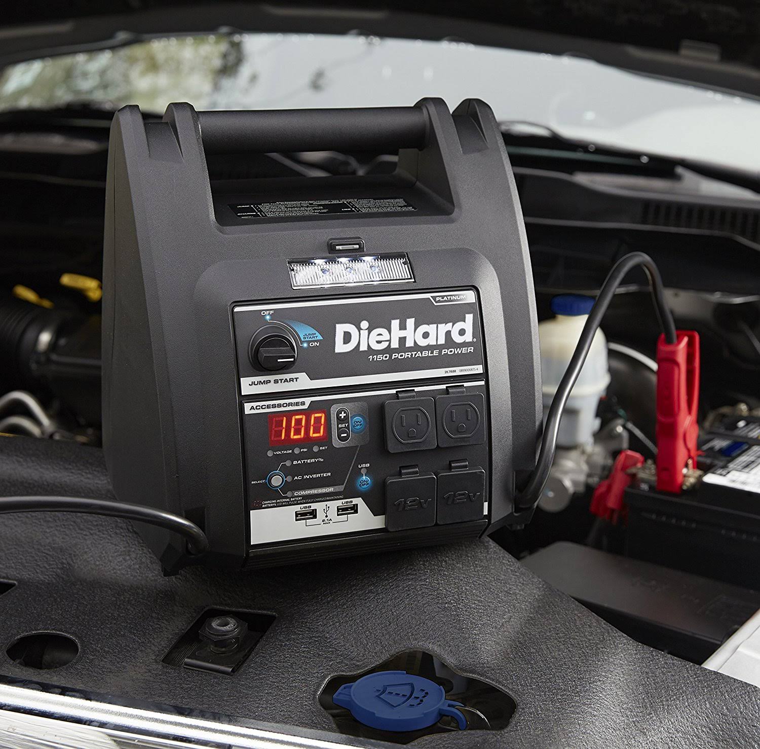 Diehard 71688 Platinum Portable Power 1150 Peak Amp 12 Volt Jump Starter Power Source with 2