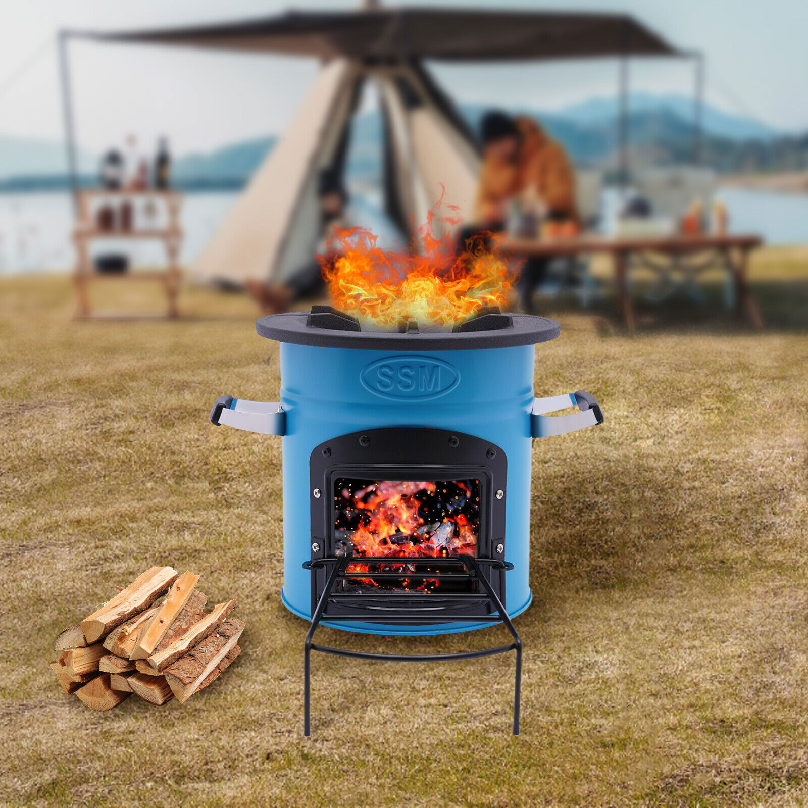 Outdoor Portable Camping Rocket Stove Camping Wood Stove Picnic Cook Tent Stove