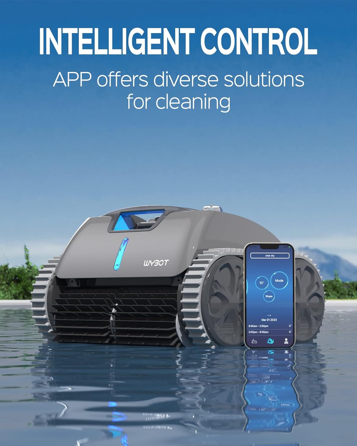 WYBOT Wall Climbing Robotic Pool Cleaner with APP, Excellent Suction Power, Smart Navigation Technology, 15000mAH Large Battery, LED Indicator, Automatic Pool Vacuum for Inground Pools- Osprey 700 Max