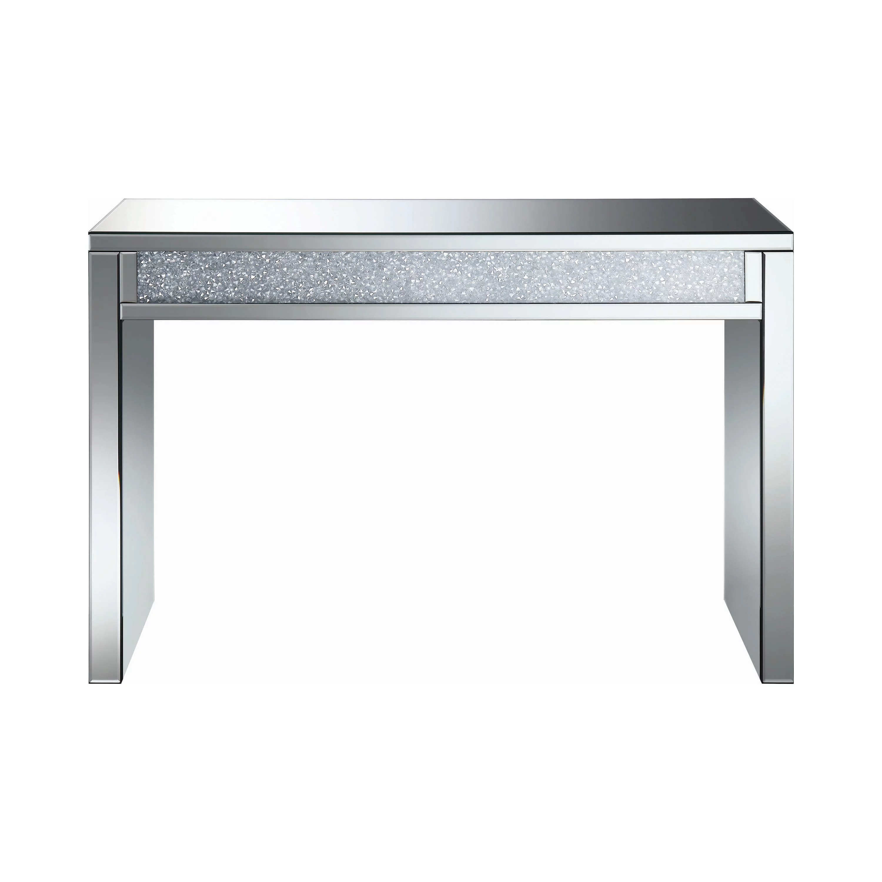 Layton Rectangular Sofa Table Silver and Clear Mirror
