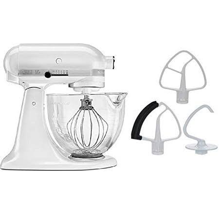 KitchenAid 5-Quart Stand Mixer Glass Bowl Matte White