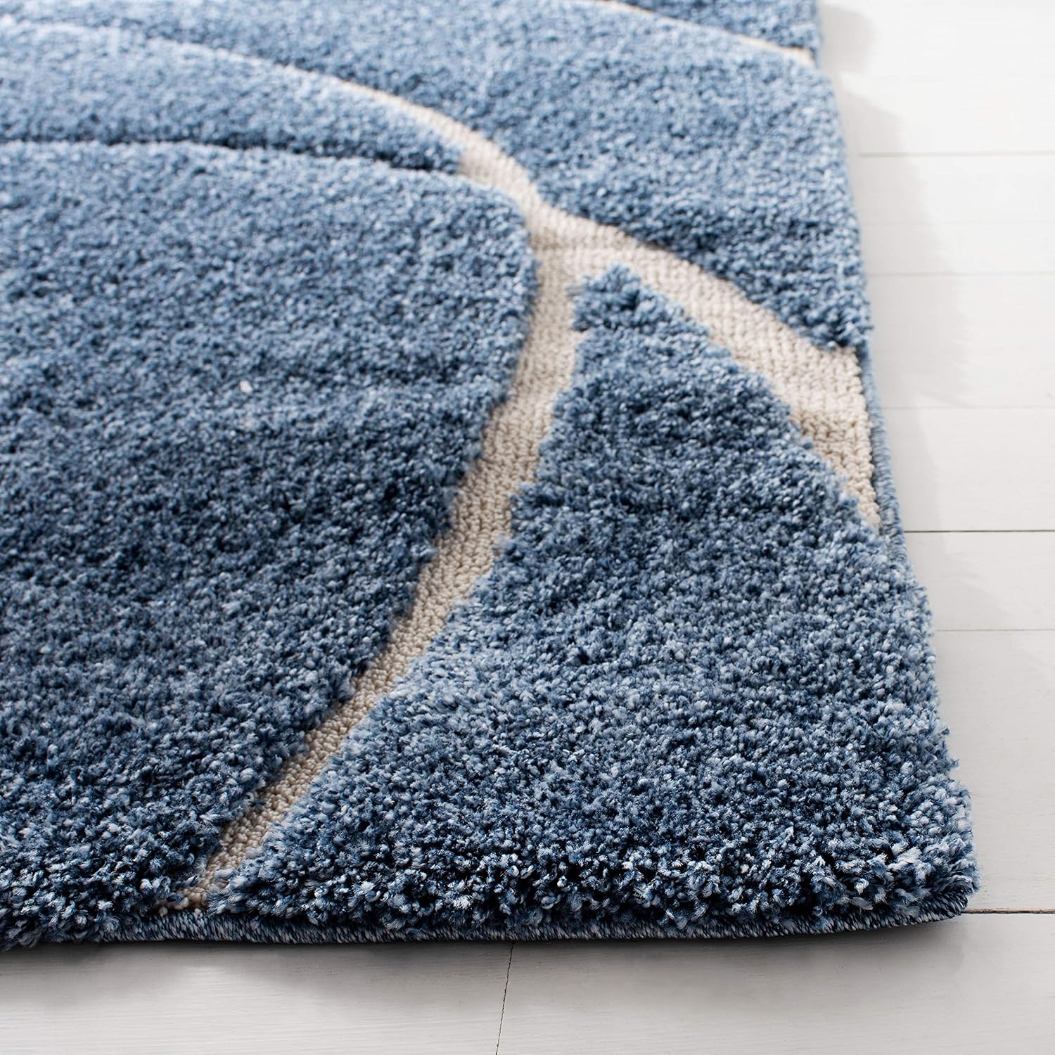 SAFAVIEH Florida Shag Collection Area Rug - 8'6" x 12', Light Blue & Cream, Non-Shedding & Easy Care, 1.2-inch Thick Ideal for High Traffic Areas in Living Room, Bedroom (SG471-6011)