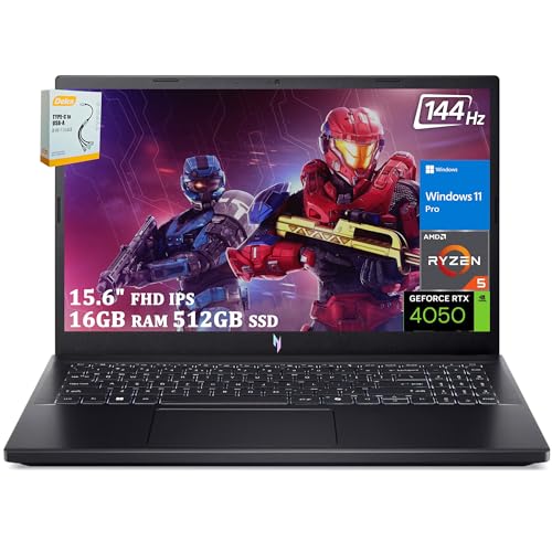acer Nitro V 15 Gaming Laptop | 15.6" FHD 144Hz IPS Display | AMD 6-core Ryzen 5 7535HS Processor | 32GB RAM 1TB SSD | NVIDIA GeForce RTX 4050 | Backlit USB-C Win11 Pro w/DLCA Accessory