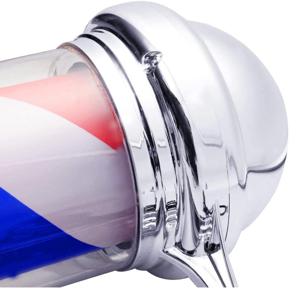 Mefeir 28'' LED Barber Pole Light Classic Style,Hair Salon Barber Shop Open Sign,Rotating Red White Blue LED Strips,IP44 Waterproof Save Energy (28'')