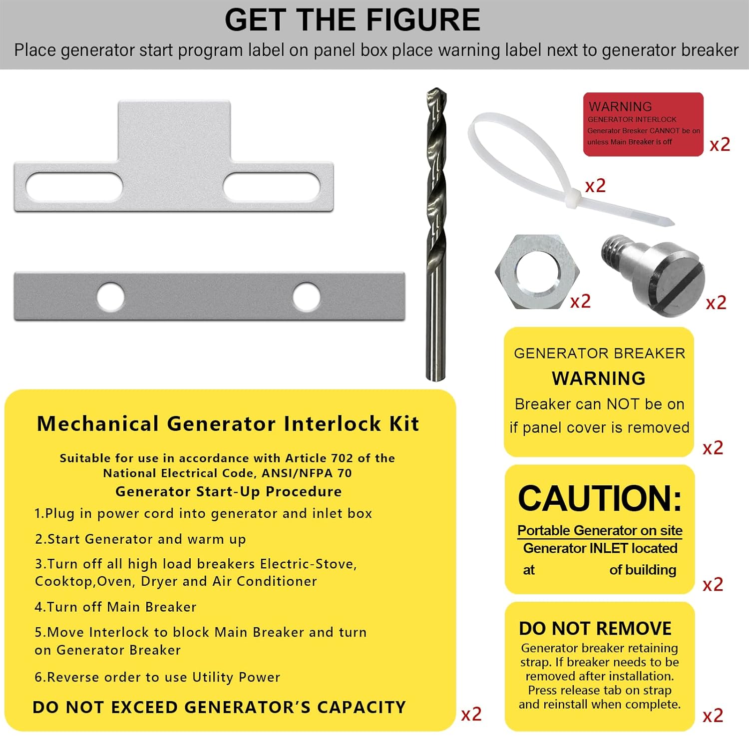 ZTTXL Generator Interlock Kit Compatible with Square D Generator Interlock Kit for Homeline Meter Main 150 or 200 amp Breaker, Professional and Interlock Kit The Pack of 2