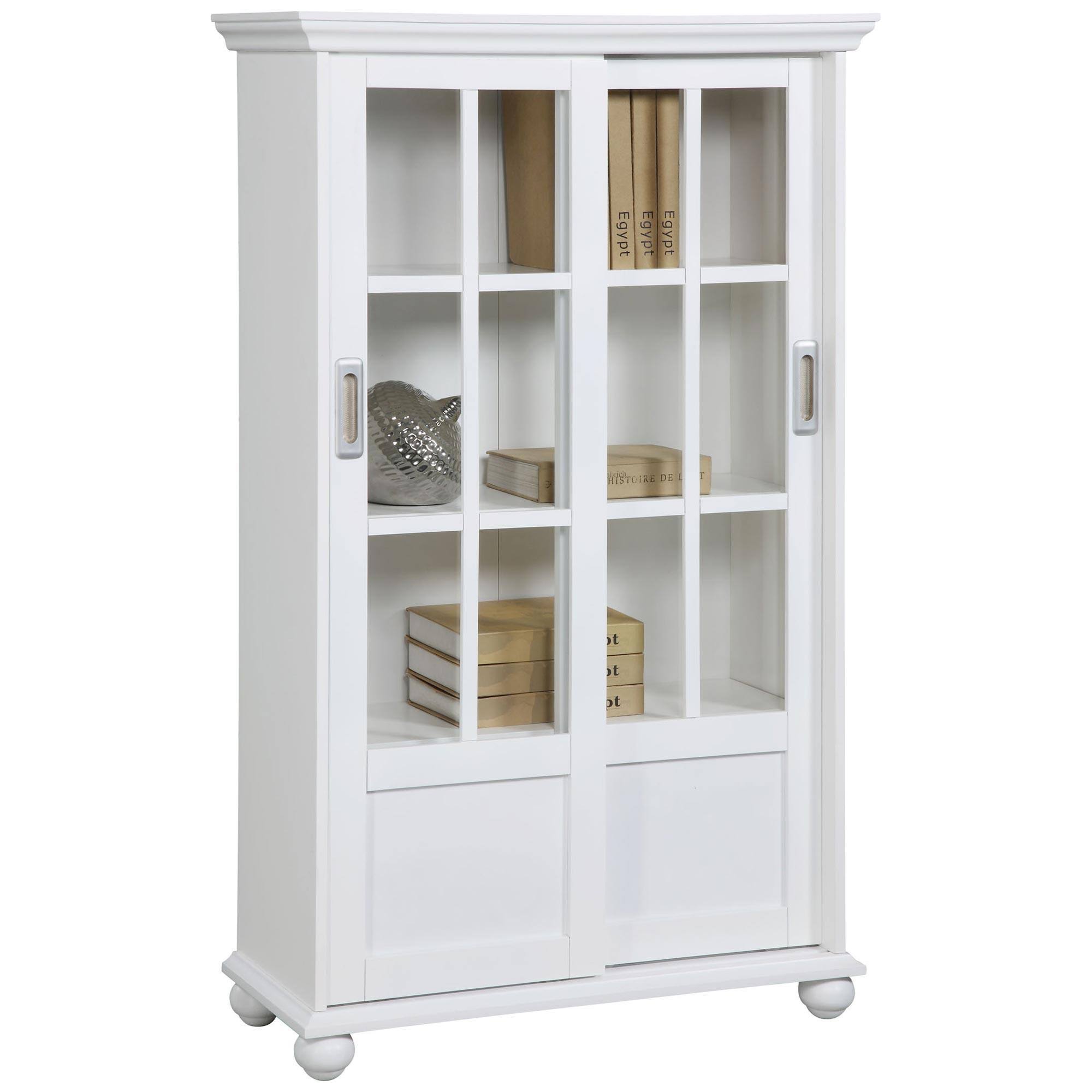 Sona Bookcase with Sliding Glass Doors, N/A / White