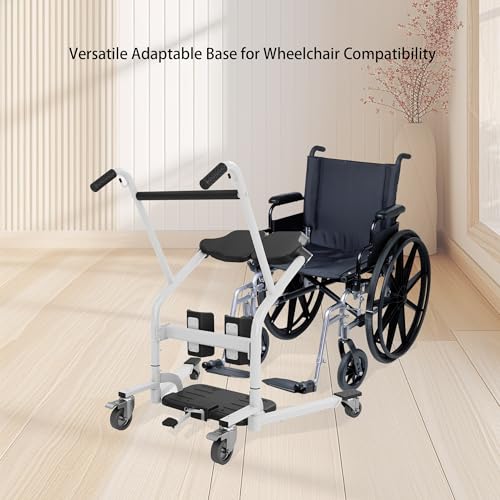 Deluxe Sit to Stand Lift w/Base Width Adjustment-Ergonomic Stand Assist Patient Lift for Safe Transfers,500lbs Capacity Patient Stand-aid & Patient Transport Unit for Elderly & Disabled