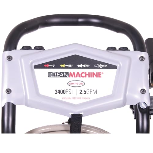 Simpson Cleaning 3400 PSI Gas Pressure Washer, 2.5 GPM Power Washer for Residential Use, CRX Engine, 25-Foot MorFlex Hose, Clean Machine, 49-State (CM61083)