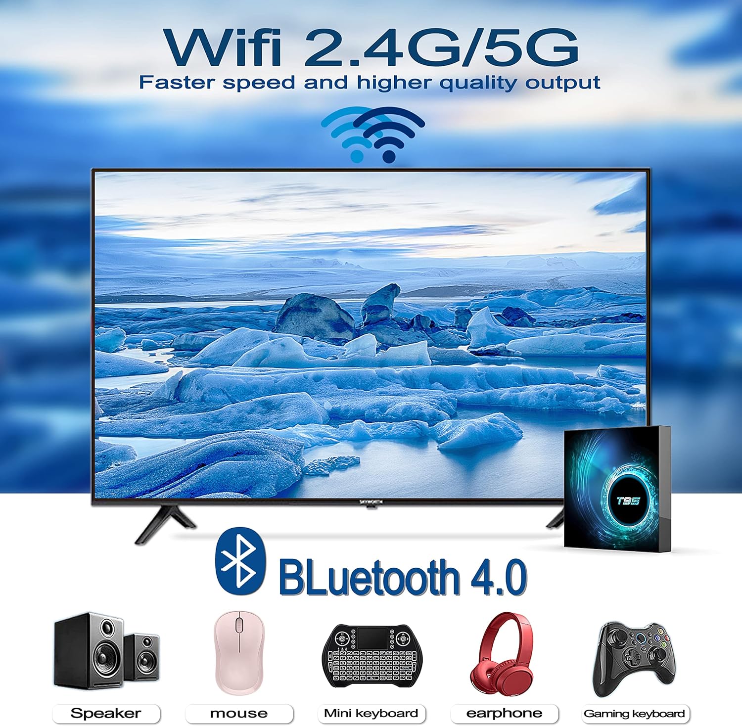 Android 10.0 TV Box 4GB RAM 64GB ROM,Android TV Box Quad-Core CPU Support Dual-WiFi 2.4G/5GHz Bluetooth Ultra HD 6K Android Box with Wireless Mini Keyboard Pack of 2