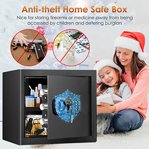 2.5 Cub Home Safe Fireproof Waterproof for HOME USE, Large Cabinet Safe Box with Fireproof Document Bag and Removable Shelf, Personal Security Digital Safe for Home Money Firearm A4 Document