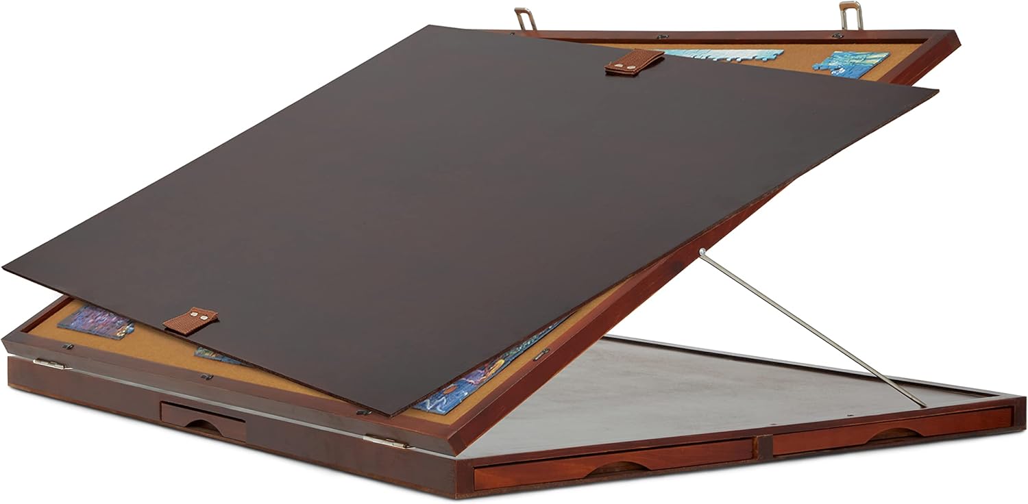 Jumbl Premium 1500-Piece Tilting Puzzle Board w/Felt Surface, 6 Removable Sorting Drawers Surface, Interlocking Cover | 27” x 35” Wooden Jigsaw Puzzle Table | Reinforced Hardwood Construction