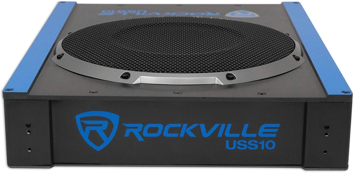 Rockville USS10 10 800w Slim Under-Seat Active Powered Car/Truck Subwoofer Sub