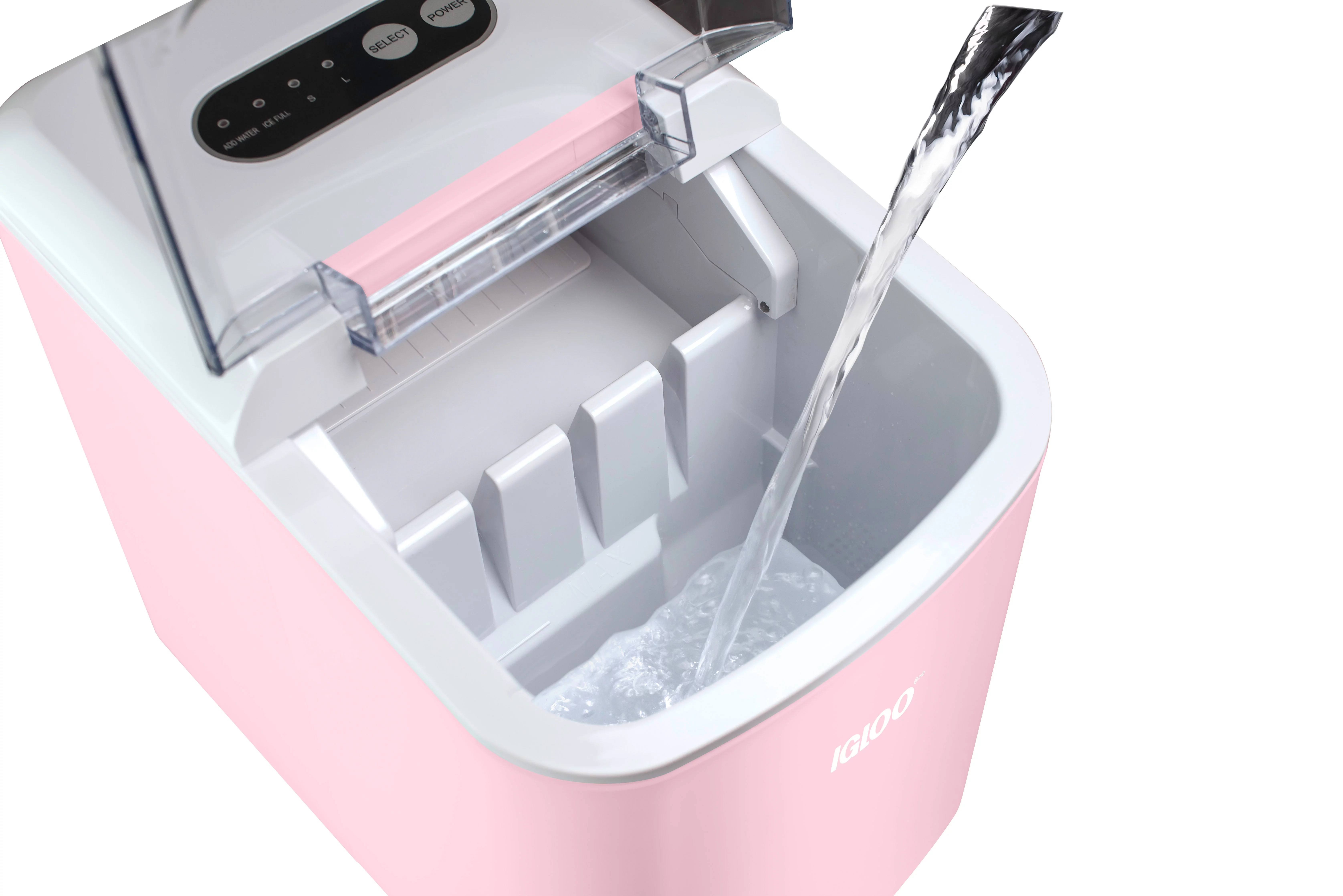 Igloo IGLICEB26HNPK 26-Pound Automatic Self-Cleaning Portable Countertop Ice Maker Machine With Handle, Pink