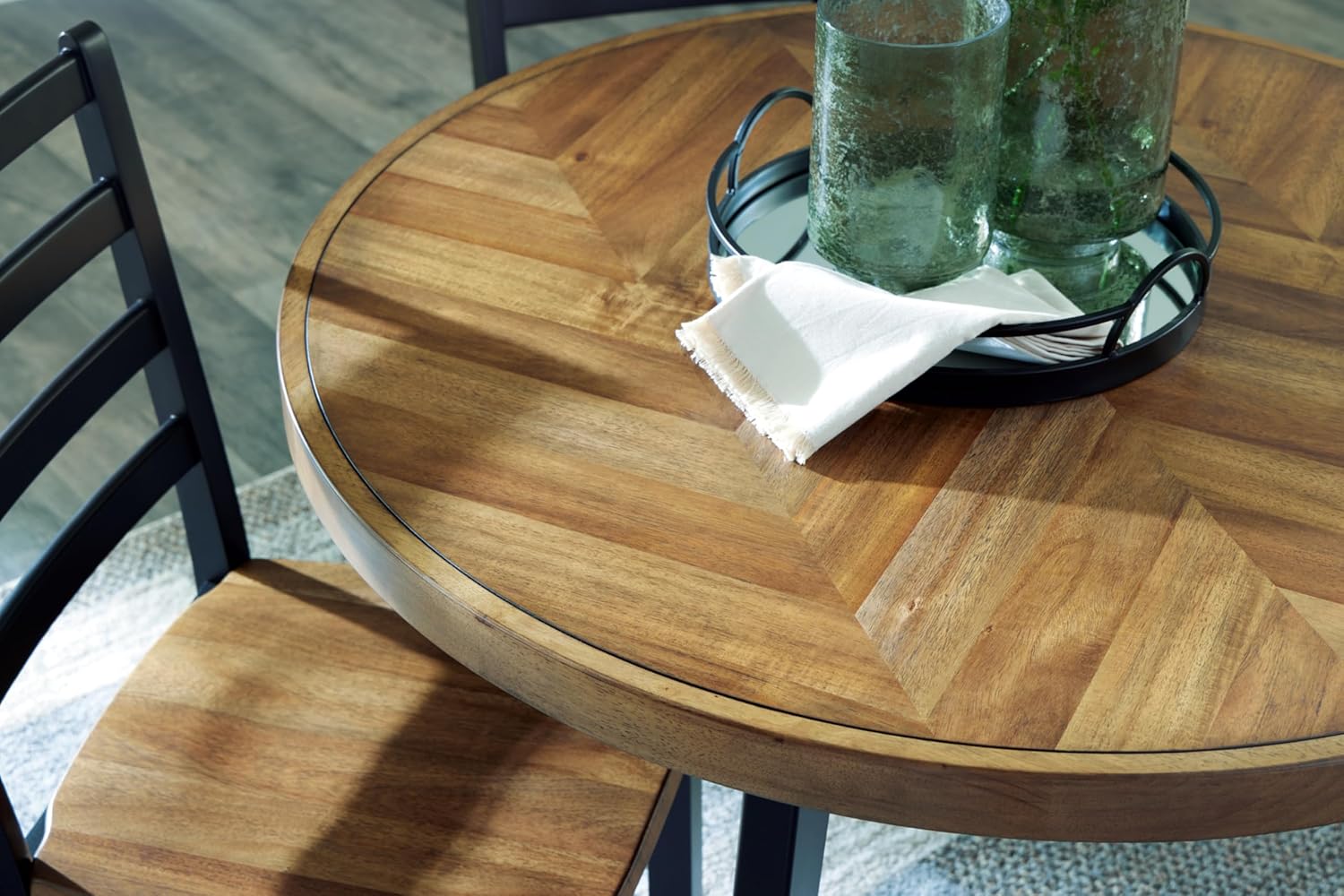 Signature Design by Ashley Blondon Dining Table and 4 Chairs, Set of 5, 42" W x 42" D x 30" H, Black & Light Brown