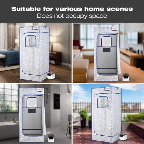 Portable Full Size Steam Sauna, Lightweight Steam Saunas for Home Spa, FCC Certified 2.6L & 1000W Steam Generator, 90 Minute Timer, Indoor Steam Sauna Tent with Remote Control, Black