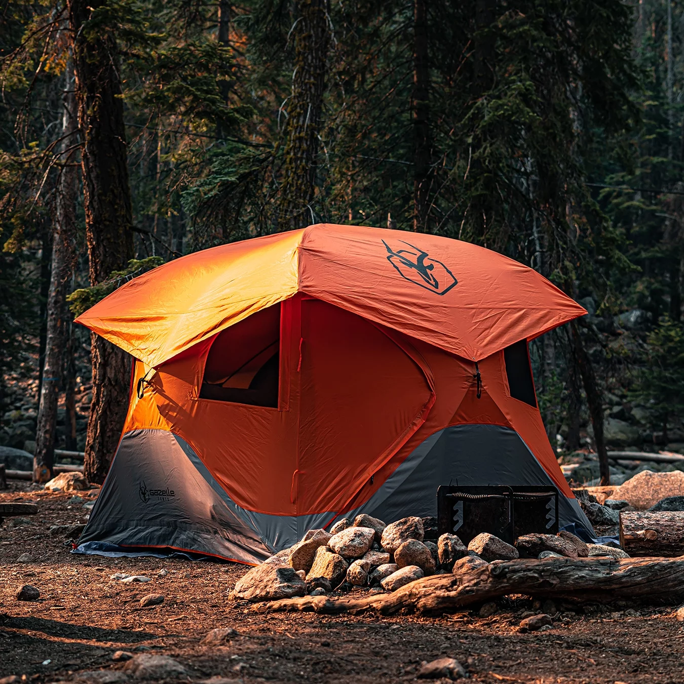 Gazelle Tents™ T4 Portable Hub Tent, 4-Person, Sunset Orange, 44342