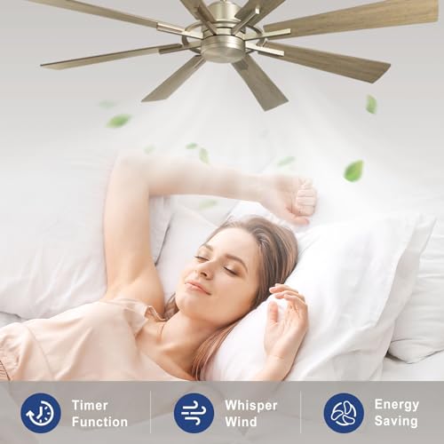 Depuley Large Ceiling Fans with Lights- 60" Low Profile Indoor Ceiling Fan with Light and Remote/APP Control, LED Dimmable DC Reversible Modern Ceiling Fan for Bedroom Living Room, Black and Gold