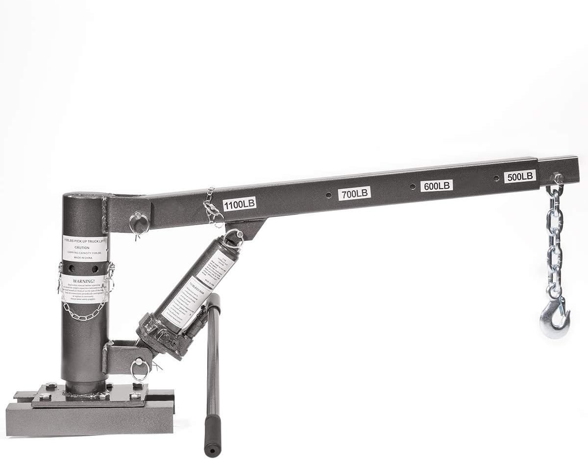 Stark 1/2 Ton Capacity Pickup Truck Extra Lift Hoist Load Crane Telescopic 1100lbs Extension Lock Position Swivel Base