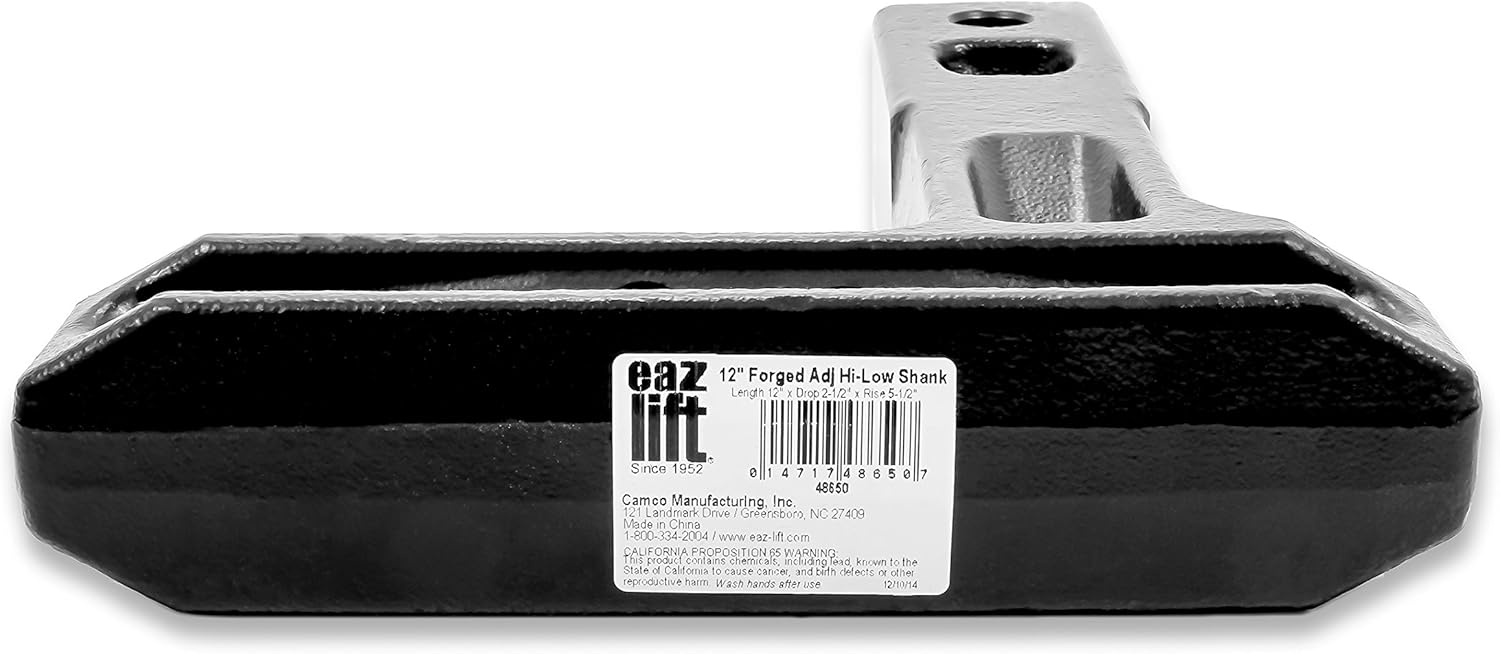 EAZ LIFT Camco 48650 Weight Distribution Forged Adjustable Shank - Hi-Low 2 x 2 x 12L 2.5 Drop 5.5 Rise