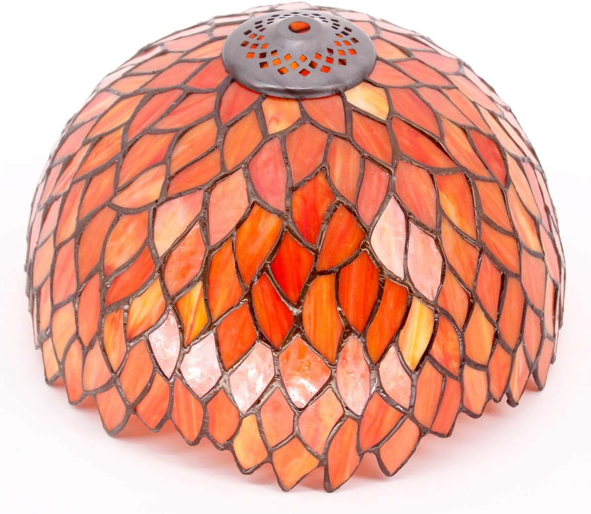 WERFACTORY Tiffany Lamp Stained Glass Table Lamp Red Wisteria Style Desk Bedside Reading Light 12X12X18 Inches Deco Bedroom Living Room Home Office S523R Series (A)