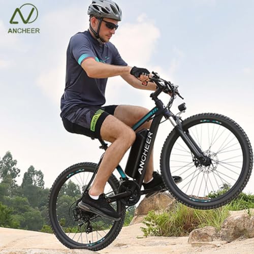ANCHEER 500W 26" Electric Bike for Adults, [Peak 750W], 48V 10.4Ah Battery, Up to 55 Miles, 3H Fast Charge, Electric Mountain Bike, 2.1" eMTB Tire, 21 Speed, 22MPH Adults Electric Bicycle
