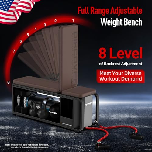 HARISON Adjustable Weight Bench with Leg Extension and Preacher Pad, Flat Incline Decline Exercise Bench for Home Workout Weight Training (Updated)