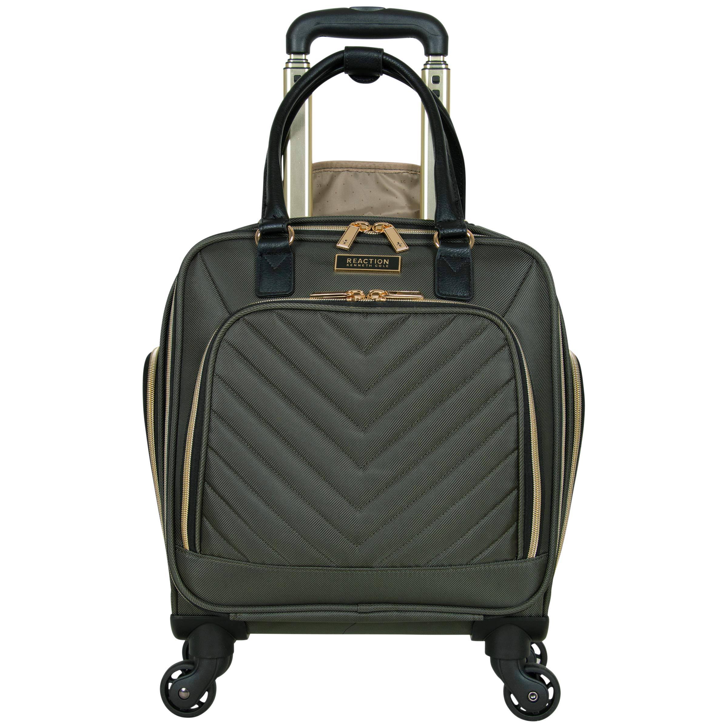 Kenneth Cole Reaction Chelsea 17x22 Chevron Quilted 4-Wheel Spinner Underseater 14.1x22 Laptop Carry-On Suitcase - Olive