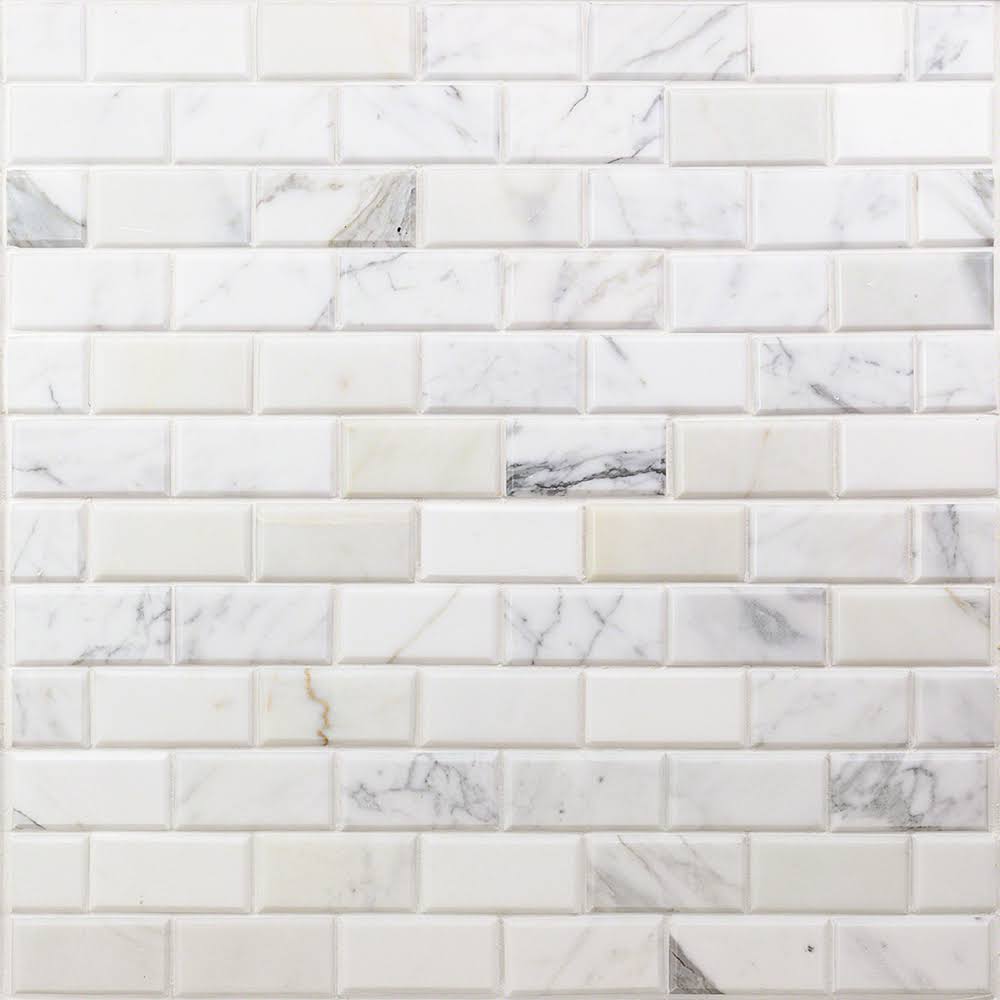2x22 x 4x22 Beveled Marble Mosaic Tile White/Gray Ivy Hill Tile